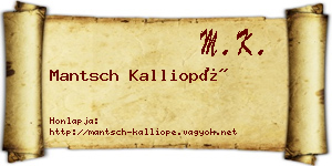 Mantsch Kalliopé névjegykártya